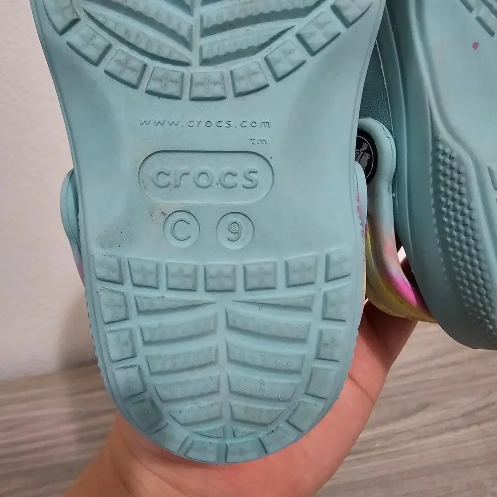 Crocs Ice Cream Embellished Sandels Aqua Blue Kids Girls C9 Summer Pool